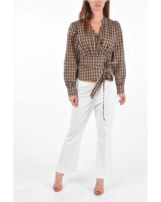 Baum und Pferdgarten Brown Checked Blouse With Belt