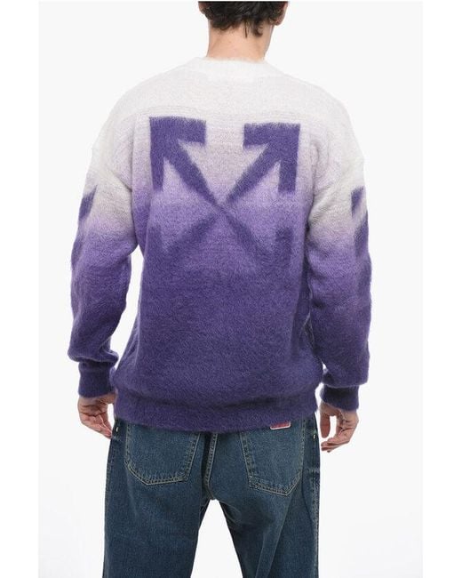 Off-White c/o Virgil Abloh Purple Off- Seasonal Degradè Mohair Blend Diag Arrow Sweater for men