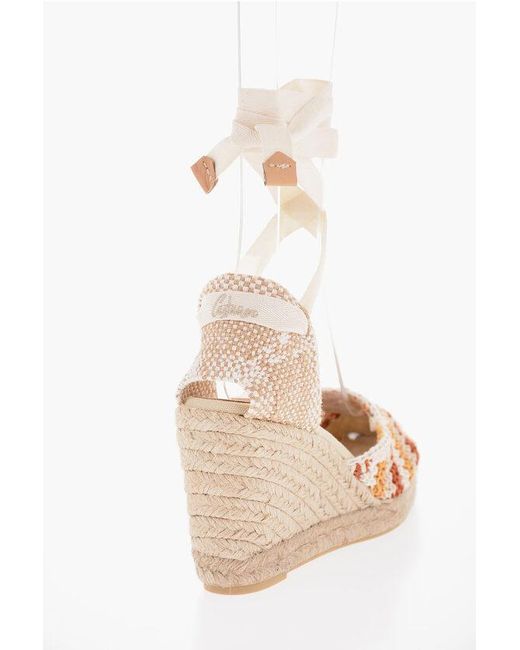 Castaner Lace Up Crochet Carina Espadrillas With Wedge 10 5Cm in Natural Lyst UK