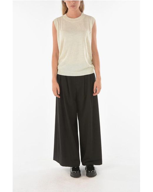 Ixos Black Knitted Curlin Tank Top With Ribbed Hems