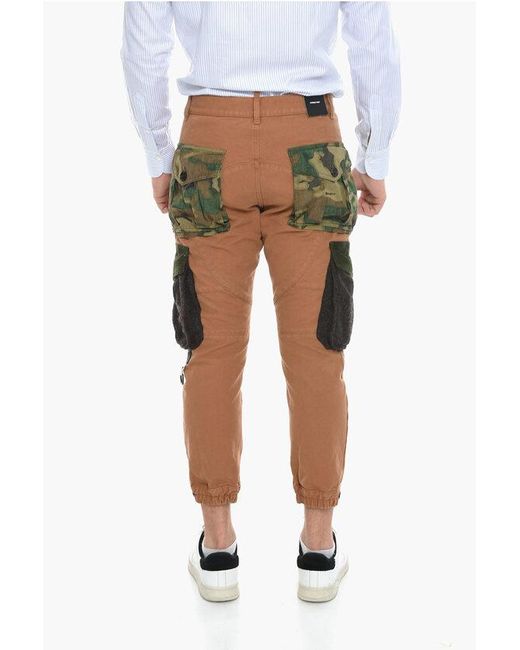 DSquared² Multicolor Velour Detail Explorer Cargo Pants for men