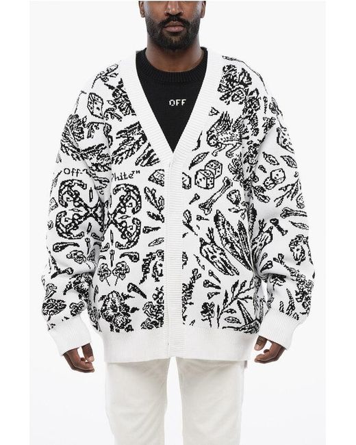Off-White c/o Virgil Abloh Black Patterned Cardigan With Zip Detail for men