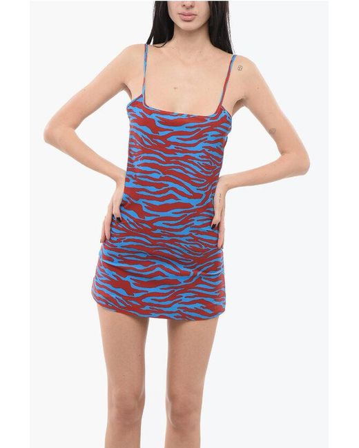The Attico Purple Animal Patterned Stretch Fabric Beach Cover-Up