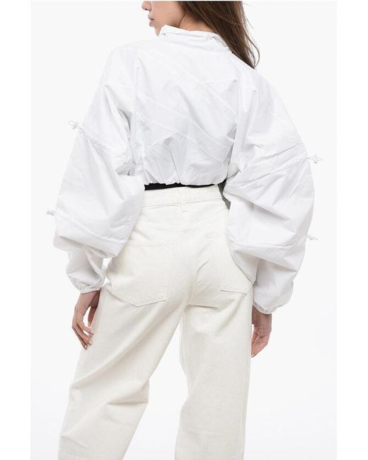 Reebok White Cropped Solid Color Rbk Cardi B Jacket