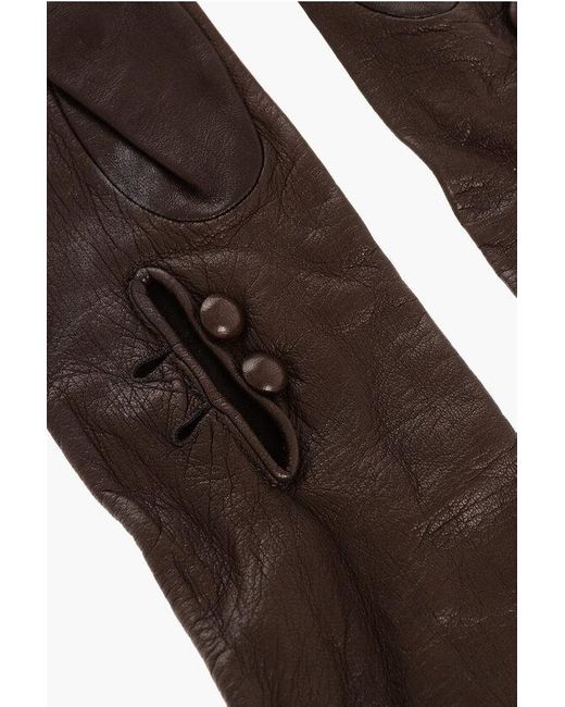 DSquared² Brown Solid Color Leather Warm Gloves