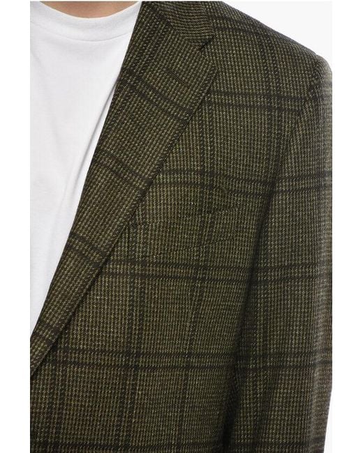 Nino Danieli Green Virgin Wool Blend Side Vents Notch Lapel 2-Button Blazer for men