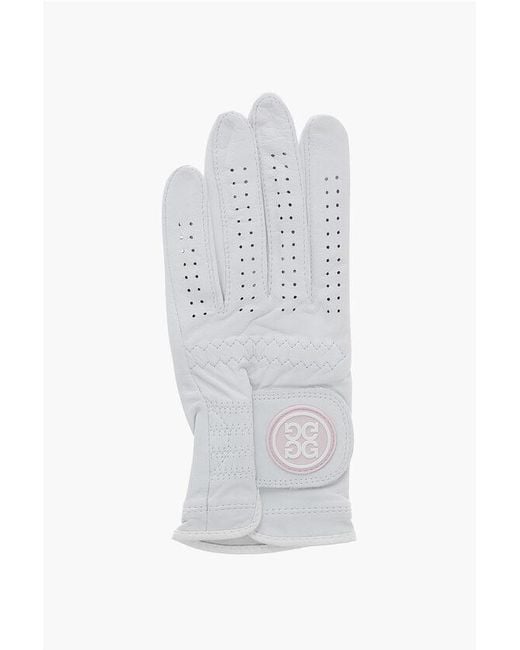 G/FORE White Leather Signature Golf Glove With Touch Strap Closure
