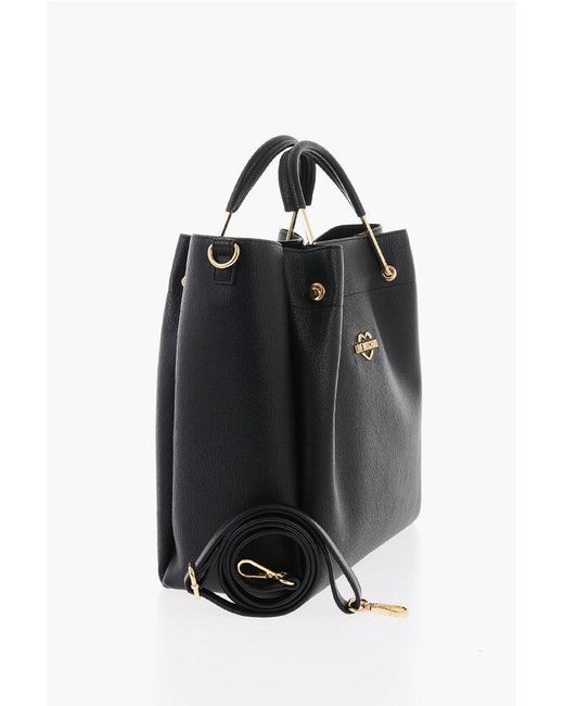 Moschino Black Love Faux Leather Tote Bag With Golden Logo