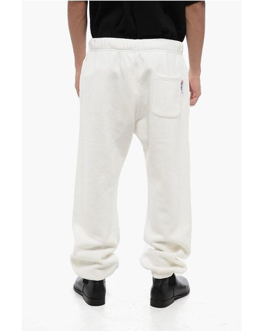 Autry White Fleeced-Cotton Joggers With Drawstring Waist for men