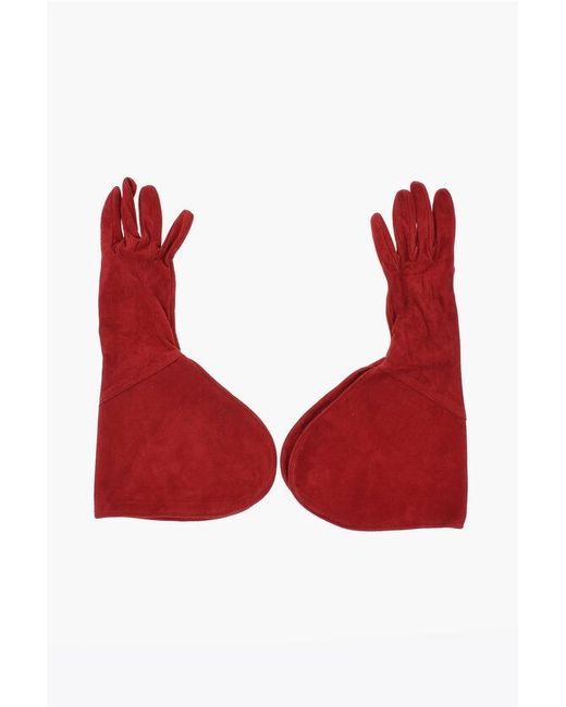 DSquared² Red Suede Gauntlet Gloves
