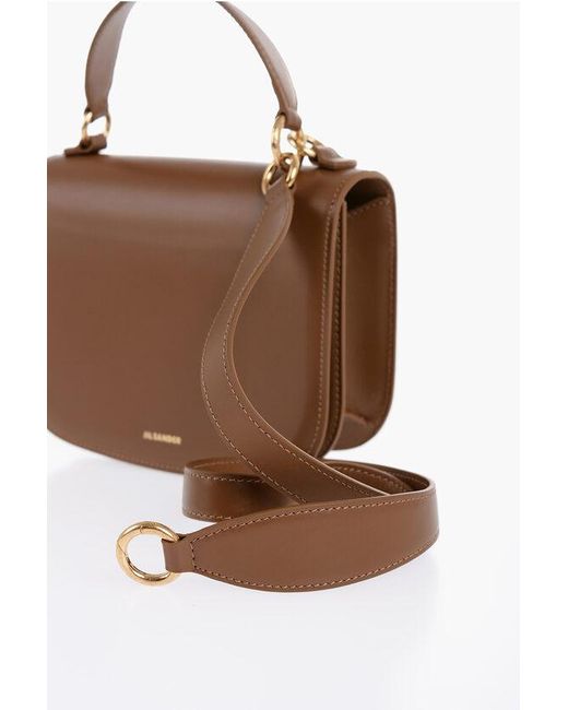 Jil Sander Brown Leather Halo Handbag With Removable Shoulder Strap