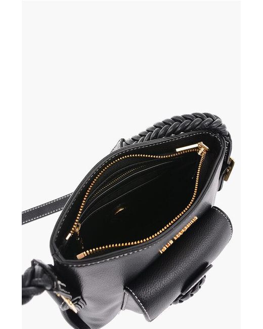 Moschino Black Love Faux Leather Crossbody Bag With Braided Details