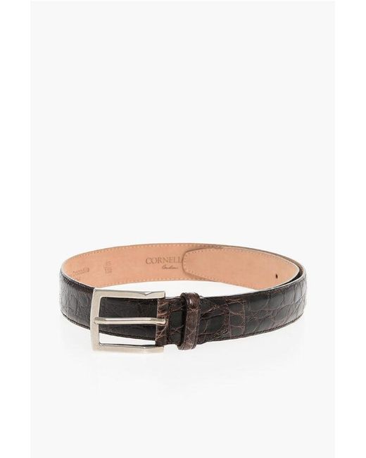 Corneliani White Croco Effect Leather Belt for men