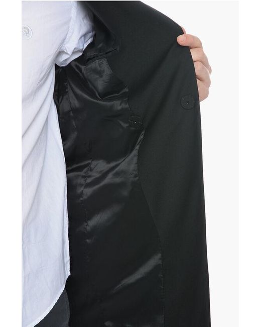 Msftsrep Black Wool Blend Flap Pockets Double Breast Jacket for men