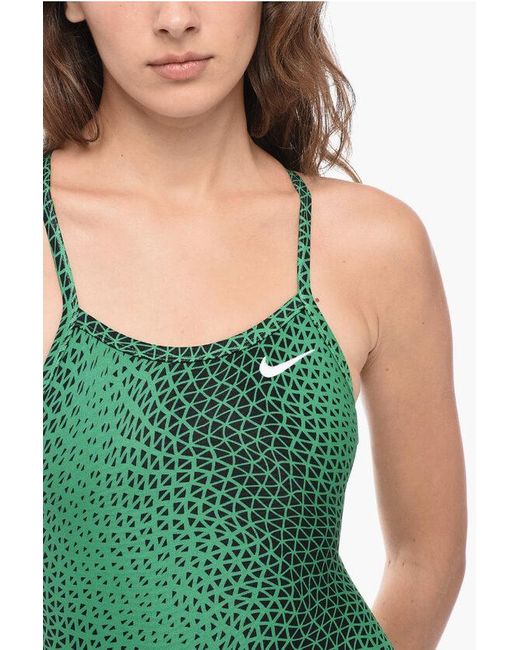 Nike Green Swim Two-Tone One Piece Swimsuit With Embroidered Logo