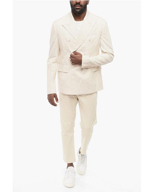 Amiri Natural Double-Breasted Lurex Blazer With Peak Lapel for men