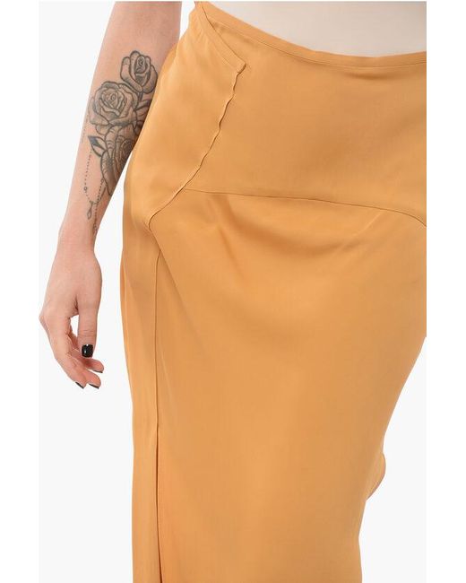 Calvin Klein Orange Flared Skirt With Side Slit