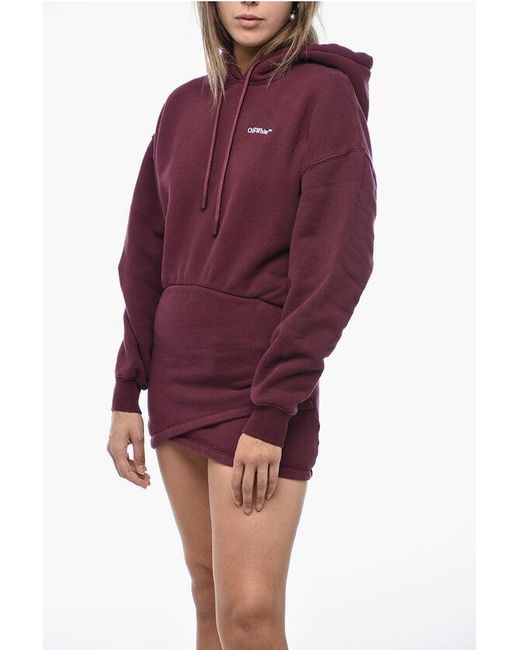 Off-White c/o Virgil Abloh Purple Off- Brushed Cotton Hoodie Dress