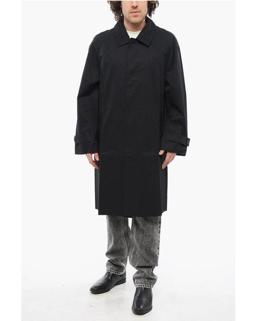 Adidas Black Lightweight Twill Cotton Coat With Hidden Closure for men