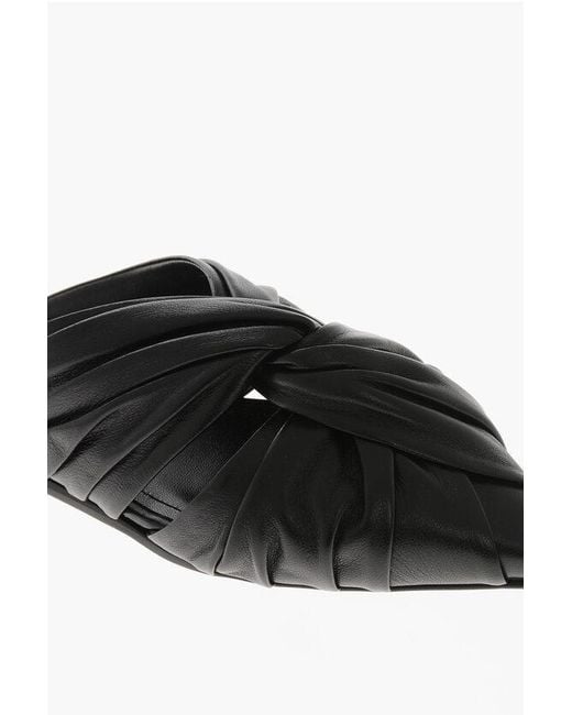 Givenchy Black Flat Leather Mules Twist With Leather Sole