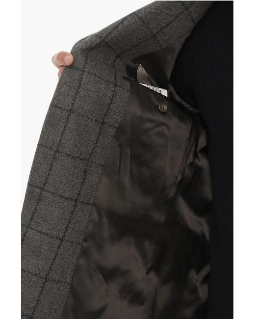 Corneliani Gray Cc Collection Windowpane Check Wool Blend Blazer for men
