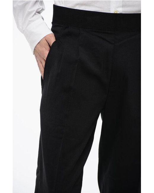 Neil Barrett Black Tapered Fit Virgin Wool Blend Pants With Double Pleat for men