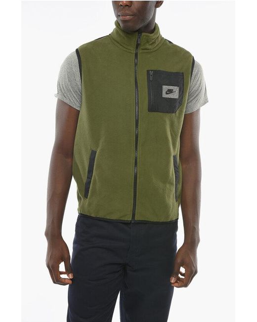 Nike Green Fleeced Vest With Breast Pocket for men