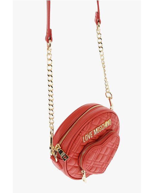 Moschino Red Love Round Crossbody Bag With Heart-Shaped Pocket