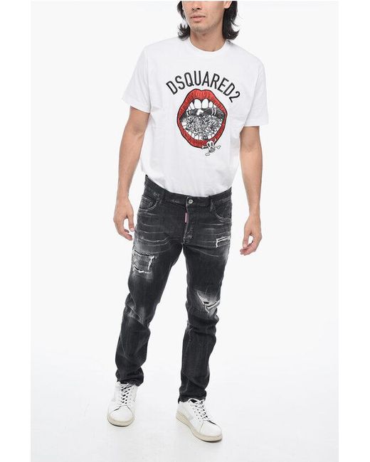 DSquared² Black Distressed Skater Denims for men