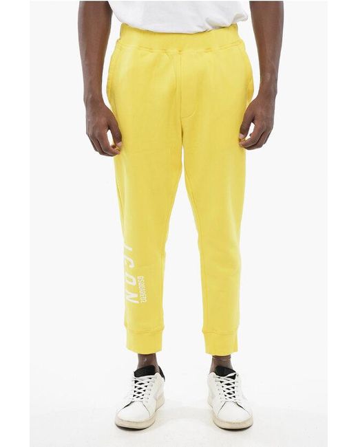 DSquared² Yellow Icon Cotton Printed Joggers for men