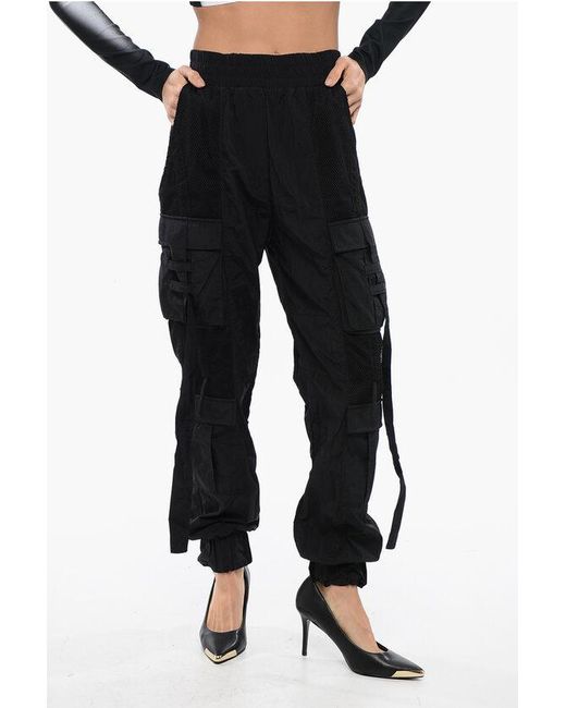 Balmain Black Cargo Pants With Mesh Details