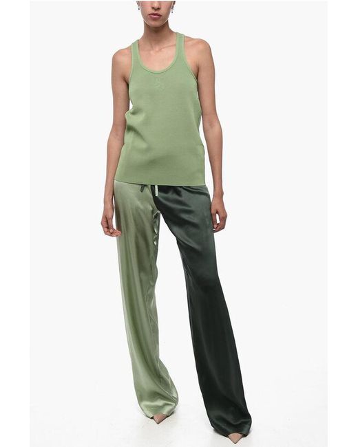 Jil Sander Green Jersey Knitted Top With Embossed Logo