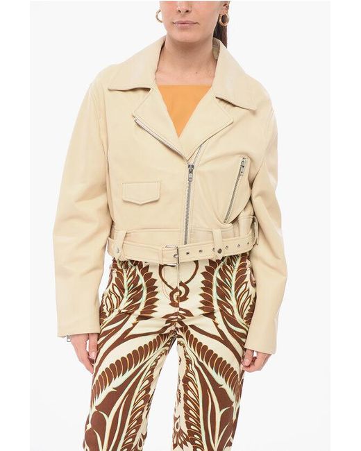 S.w.o.r.d 6.6.44 Natural Cropped Biker Leather Jacket