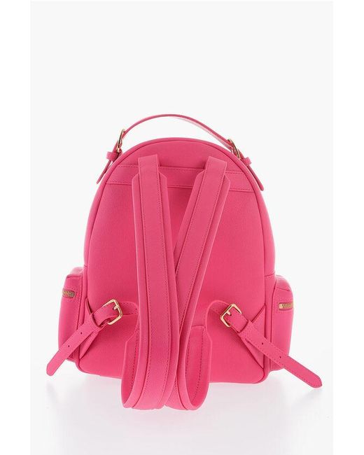 Moschino Pink Love Faux Leather Backpack With Removable Golden Charm