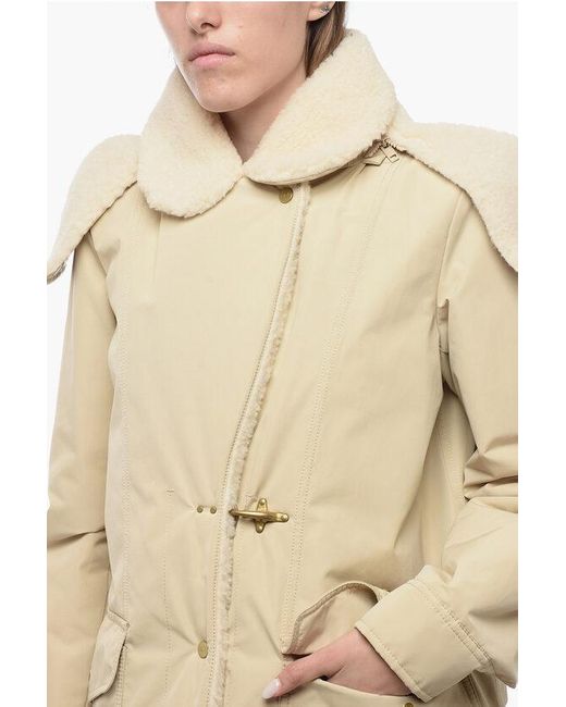 Fay Natural Pile-Borg Paded Parka With Hanger Detail