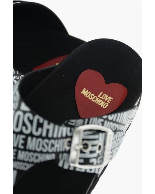 Moschino Black Love Two-Tone Thong Sandals Birki30 With Logo Print