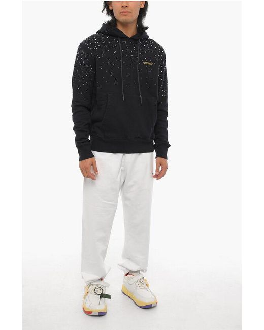 Off-White c/o Virgil Abloh Black Brushed Cotton Hoodie With Jewels for men