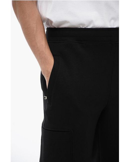 Neil Barrett Black Cotton Blend Cargo Sweatpants With Cuffed Hem for men