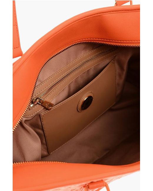 Moschino Orange Love Faux Leather And Sponge Tote Bag With Embossed Logo