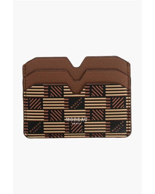 Moreau Brown Geometric Patterned Classique Leather Card Holder