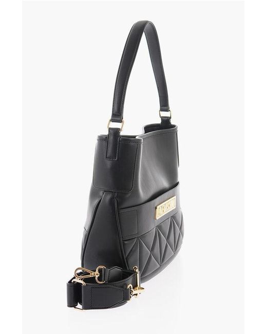 Moschino Black Love Faux Leather Bag With Removable Shoulder Strap