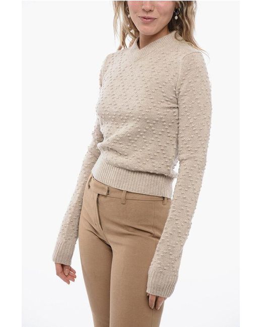 Sportmax Natural Blended Cashmere Sweater With Geometric Embroideries