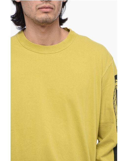 DIESEL Yellow Printed T-Crane Ls-L3 T-Shirt for men
