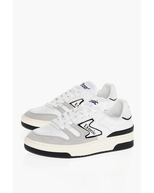 Etonic White Leather Low Top Sneakers With Suede Details for men
