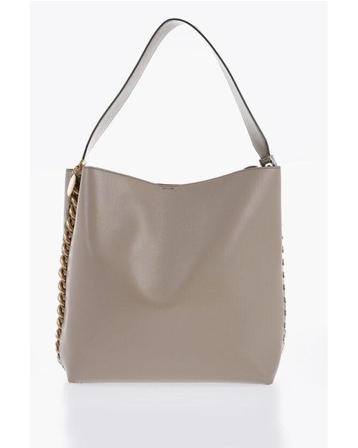 Stella McCartney Gray Vegan Leather Shoulder Bag With Chain Details