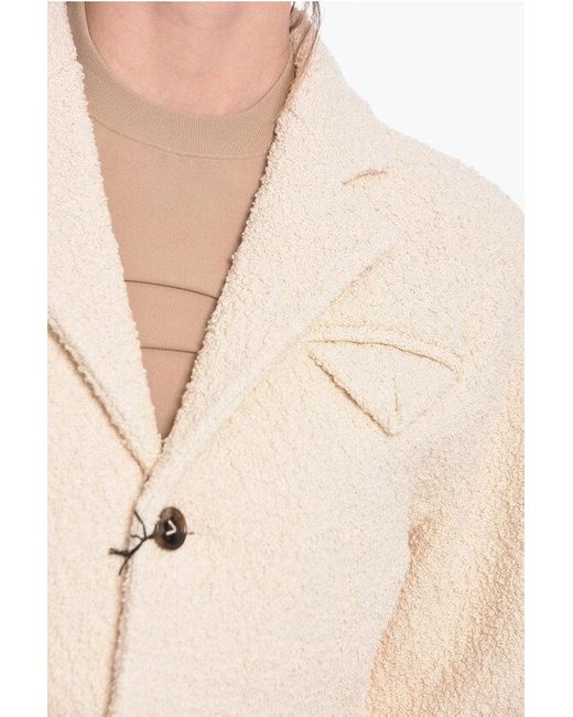 Bottega Veneta Natural Stretch Cotton-Bouclé Single-Breasted Coat