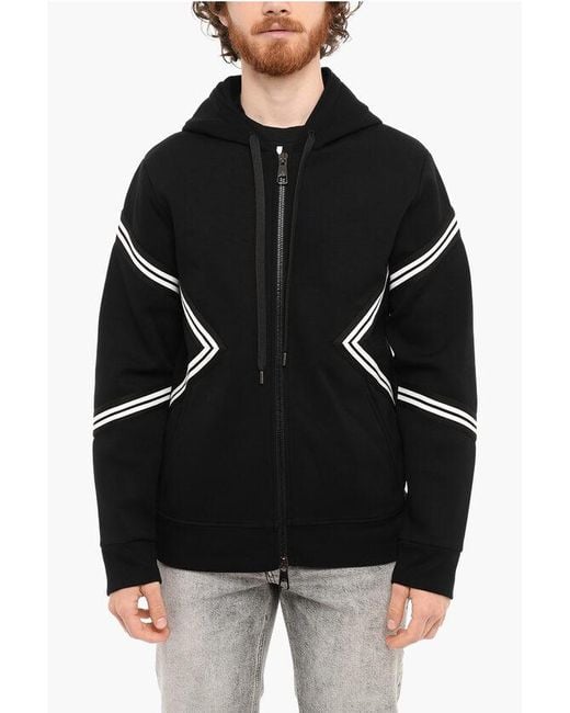 Neil Barrett Black Neoprene Slim Fit Sweatshirt With Zip Closure for men