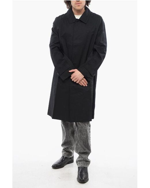 Adidas Black Lightweight Twill Cotton Coat With Hidden Closure for men