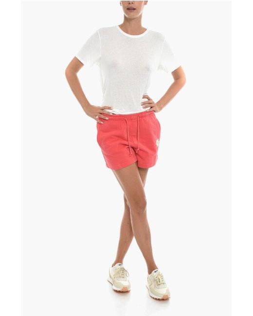 Holzweiler Red Organic Cotton Musan Logos Shorts With 2 Pockets