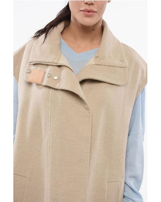 Loewe Natural Sleeveless Coat With Asymmetric Cut